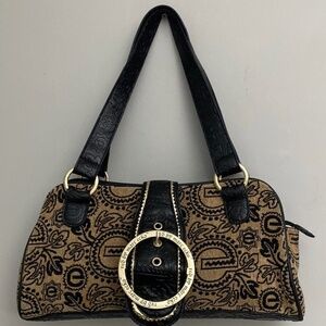 Red By Marc Ecko Shoulder Bag Double Strap Full Zip Close Embossed Black and Tan
